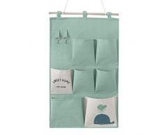 mreechan Hängende Aufbewahrungstasche,Hängeorganizer Tür Wand Organizer Utensilientasche Hängende Aufbewahrungstasche für Eingang Garderobe Badezimmer,7 Fächer Wand Hängeorganizer Bad,Tür,Wand (Grün)