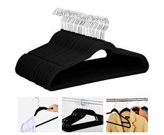 Yaheetech 100 Stück samt Kleiderbügel anti-Rutsch Anzugbügel mit rutschfeste Oberfläche Garderobenbügel Schwarz