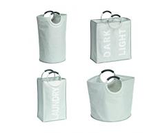 Wenko 3440002100 Wäschesammler Stone Duo - Wäschekorb, 2 Kammern, Fassungsvermögen 67 L, Kunststoff - Polyester, 52 x 54 x 24 cm, Beige
