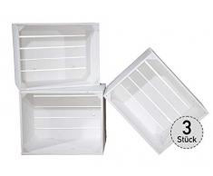 Vintage-Möbel24 GmbH 3er Set Neue Apfelkiste in weiß (Holzkiste, Obstkiste, Weinkiste Shabby Chic) 50x40x30cm