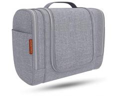 Kulturbeutel XXL [7 Liter Stauraum] Kulturtasche für Männer & Frauen [DESIGN 2020], Große Kosmetiktasche für Mann und Frau, Waschtasche, Waschbeutel zum Aufhängen für Damen & Herren (Grau)