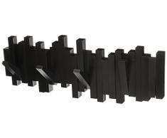Umbra Sticks Garderobenhaken – Moderne und Platzsparende Garderobenleiste mit 5 Beweglichen Haken für Jacken, Mäntel, Schals, Handtaschen und Mehr, Schwarz