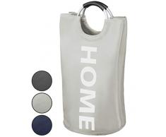 WELLENBORG® Premium Wäschekorb - [38x72cm | 82 Liter] - wasserabweisender Wäschesammler - Faltbarer Wäschekorb hellgrau - einzigartige Wäschetonne - schöner Wäschesack in 3 Farben