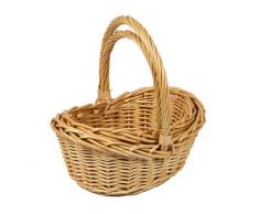 WoodLuv Aufbewahrungskorb, Flechtkorb in Bootform, Aufbewahrungskorb, Geschenkkorb, natur, klein, 2er-Set