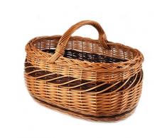 PM24 Großer Einkaufskorb Rattankorb Weidenkorb Korb geflochten Stabiler Tragekorb aus Rattan K1-605
