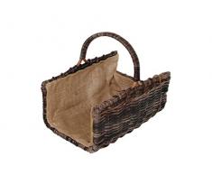 Kaminholzkorb Universalkorb Kaminkorb Rattankorb Holzkorb Holztrage eckig aus Rattan-Krabu mit Jutefutter ausgestattet