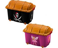 Aufbewahrungsbox für Mädchen Fee | 50L | mit Deckel | mit 4 Rollen | vielseitig einsetzbar - Spielzeugkiste Spielkiste Schatzkiste Spielbox Rollbox Container Box