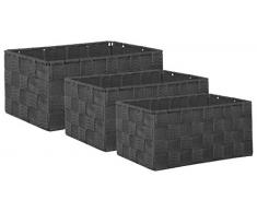 Brandsseller Aufbewahrungsbox Dekobox - Rattan-Optik - 3er-Set dunkelgrau