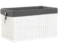 Spielzeugkiste Rattan Allzweck-Truhe Aufbewahrung Rechteckig Korb Kiste Rattantruhe mit Inlett Truhe (Weiß, Mittel)