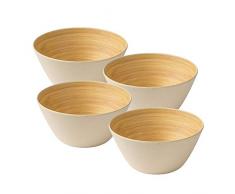 BIOZOYG 4 Stück Premium Bambusschale Elfenbein rund 460 ml I Bambus Geschirr Schüssel Müslischale Obstschale Holzschale Salatschüssel Dekoschale Suppenschale Servierschüssel