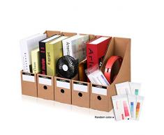 CAVEEN Zeitschriftensammler aus Karton 5 Teilig für Zeitschriften Datei Ordner Stehsammler Zeitschriftenständer Aktenhalter Schreibwaren Bürobedarf Zeitschriftenhalter Speicherorganisator (Beige)