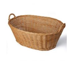 Weidenprofi Weidenkorb, Wäschekorb aus Weide, oval mit Henkel, ca. 63 x 42 cm, 22/27 cm hoch
