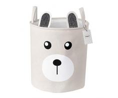 Inwagui Kinder Wäschekorb Wäschesammler Baby Spielzeug Aufbewahrungskorb Faltbare Stoff Runde Haushalt Organizer Korb mit Griffen - Grau Bär