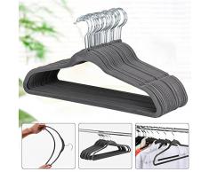 Yaheetech Samt Kleiderbügel 100 Stück Anzugbügel Garderobenbügel rutschfeste Oberfläche Wäschebügel mit 360° drehbarem Haken Grau