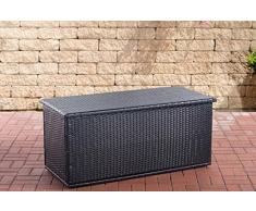 CLP Polyrattan Auflagenbox Comfy l Gartentruhe für Kissen und Auflagen l Größen erhältlich 150, Schwarz