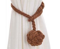 Do4U Ein Paar Hand Stricken Vorhang Seil Clips Halter Holdbacks Vorhang Raffhalter Vorhang Krawatte zurück Krawatte zurück für Vorhang mit Einzelkugel (braun)