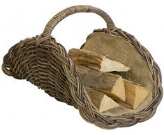 korb.outlet Holzkorb Woody aus Kubu-Rattan Naturrohr (Kubu Grau), Kaminkorb/Kaminholzkorb Natur mit Jute ausgeschlagen