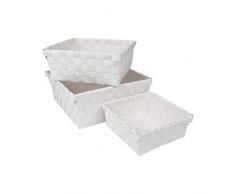 Douceur dIntérieur Flechtkorb, 3er-Set, 21,5 x 21,5 x 9 cm weiÃ