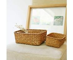 H2okp-009 Handgetrocknete Stroh Blume Obst Topf Rattan Korb Pralinenschachtel Kopfhörer Veranstalter Party Decor Primärfarbe klein