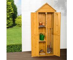 TecTake Holz Gartenschrank Geräteschuppen Satteldach | 69 x 60 x 211 cm (BxTxH)