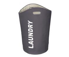 WENKO 3450121100 Wäschesammler Lumo Grau - Wäschekorb, Fassungsvermögen 65 L, Polyester, 35 x 68 x 35 cm, Dunkelgrau
