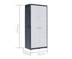 Festnight- Gartenschrank XL Geräteschuppen mit 2 Türen und 4 verstellbaren Einlegeböden 78 x 46 x 175 cm Kunststoff
