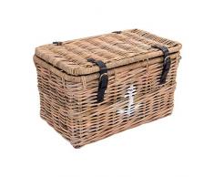 Vintage-Line Korbtruhe Anker Korb Rattan Rattankorb Naturrrattan Geflecht (S)