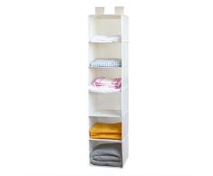 Dailyart Kleiderschrank Organizer, Hängeaufbewahrung Hängeregal mit 6 Breiten Fächern, Hängender Stoffschrank innen mit Pappe, 30 x 30 x 130 cm - Beige