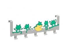 Metafranc 262587 Türgarderobe 300 mm Frösche, verchromt grün, 5 Haken