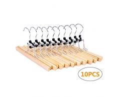 BPT Hosenspanner Kleiderbügel,10 Stück,Holz Hosenbügel mit rutschfest Hosenklemmbügel Hosenhalter, 360 Grad drehbar