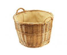Kaminholzkorb Universalkorb Kaminkorb Weidenkorb Holzkorb rund gekochte Weide und Leinen