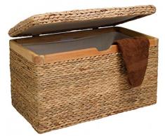 Artra Design Truhe mit Klappdeckel Wasserhyazinthe hell groß, mit Zierrahmen aus Massivholz, nachhaltig