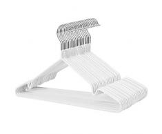 SONGMICS Kleiderbügel aus Metall, 20 Stück Metallbügel für Shirts, Hemden, Kleider, Tops, PVC-Beschichtung, rutschfest mit Einkerbungen, weiß CRI33WT20