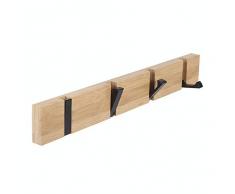 JSVER Garderobenhaken Wand Moderne, Garderobenleiste Holz Faltbarer Kleiderhaken Bambus mit 4 Beweglichen Haken für Jacken, Mäntel, Schals, Handtaschen und Mehr, Natur