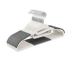 SONGMICS Kleiderbügel, 20 Stück, Anzugbügel aus Kunststoff, gut belastbar, S-Form-Öffnung, rutschfest, Dicke 0,5 cm, platzsparend, um 360° drehbarer Haken, 41,5 cm breit, weiß-grau CRP041WG02