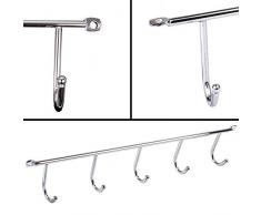 Hakenleiste Unterbauschrank Wandhaken Chrom 400mm Garderobe Ordnungssystem für Küchen- oder Badezimmerschränke (5 Haken)