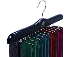 MATAYA Krawattenhalter - Schwarz Krawattenbügel aus Holz - Premium Kleiderschrank Kleiderbügel Aufbewahrung für 24 Krawatten