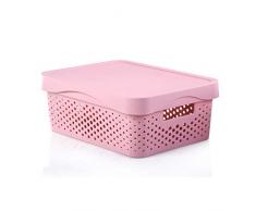 hhuanxiao Aufbewahrungsbox Hohle AufbewahrungKorb Rechteck Aufbewahrungsbox mit Deckel Hohle Nachahmung Rattan Korb Küche Organizer Küche Aufbewahrungswerkzeuge