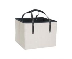 Kamino-Trend Kaminholzkorb, Holzkorb, Feuerholzkorb, aus Stoff und Kunstleder, 35 x 35 cm, Höhe: 28 cm