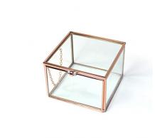 Schmuckkästen Schmuckschatullen Square Glass Jewellery Organizer Transparente Schmuckvitrine Im Europäischen Stil Desktop-Dekoration TZXSHO (Color : B)