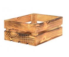 CHICCIE Geflammte Obstkisten - Verschiedene Größen Holzkisten Weinkisten Holz Kisten Apfelkisten Obstkiste Gebrannt (38 x 28 x 15cm, 1)