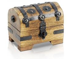 Brynnberg Schatztruhe Holztruhe Schatzkiste Vintage-Look handgefertigte Unikate antikes Design Piraten Schatzsuche Holz massiv braun Spardose Schatulle Bauernkasse Holz Sparkasse Geldtruhe