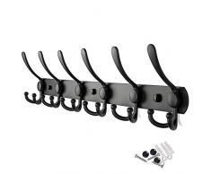 Ihompark Hakenleiste Kleiderhaken aus Edelstahl mit 4/5/6 Haken Bademantelhaken Handtuchhaken Wandgaderobe Garderobenhaken – Moderne und Platzsparende Garderobenleiste (6 Haken)