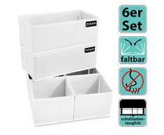 Ordory® Premium Aufbewahrungsbox 6er-Set - hochwertige Faltbare Stoffbox Weiss – der perfekte Organizer für die ganze Familie