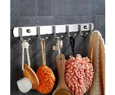 Ecooe Hakenleiste mit 6 Haken Edelstahl Rostfrei Garderobenhaken kleiderhaken Edelstahl für Badezimmer und Küche Kleidung und Schlüssel