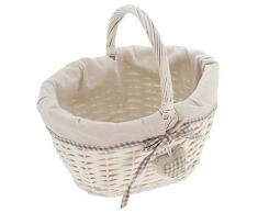 SIDCO Einkaufskorb Bügelkorb Herz Flechtkorb weiß Weide Autokorb Korb mit Stoffeinlage