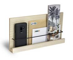 Wandregal aus Holz und Metall Wandboard Schweberegal Magazinhalter Hängeregal Natur