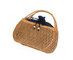 ZANGAO Rattan Weben Korb Garten Picknick Warenkorb Handtaschen-Speicher-Beutel-böhmische Retro- Handtasche (Color : Yellow)