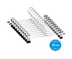 Gurkkst 10 Stück Hosenbügel Metall Kleiderbügel mit Clips rutschfest Rockbügel mit Clips für Hosen, Röcke und Socken