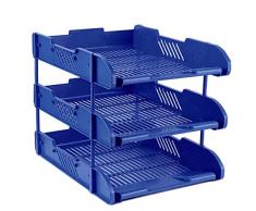 Dreischichtige Schubladenablage/Magazinablage/Datenablage/Endbearbeitung Aufbewahrungsbox A+ (Farbe : Blau)